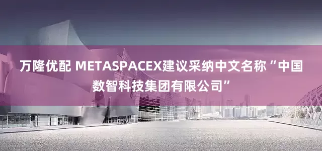 万隆优配 METASPACEX建议采纳中文名称“中国数智科技集团有限公司”